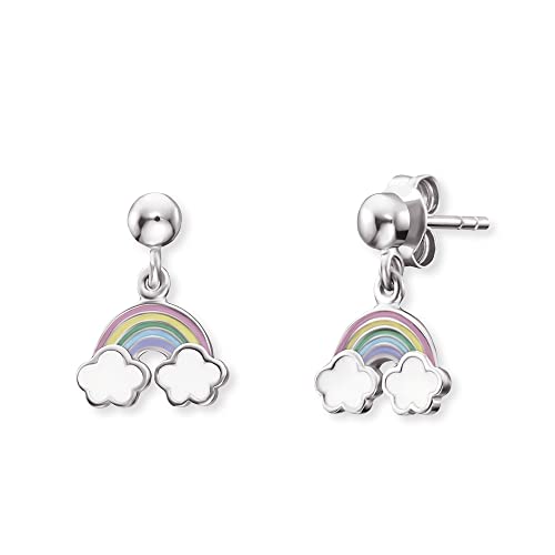 Herzengel Mädchen Kinder Ohrstecker Ohrringe aus Sterling Silber mit buntem Regenbogen aus Emaille - Steckverschluss - nickelfrei von Herzengel