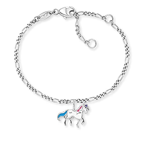 Herzengel Mädchen Armband für Kinder aus Sterling-Silber mit einem bunten Pony aus Emaille - Karabinerverschluss - längenverstellbar - nickelfrei von Herzengel