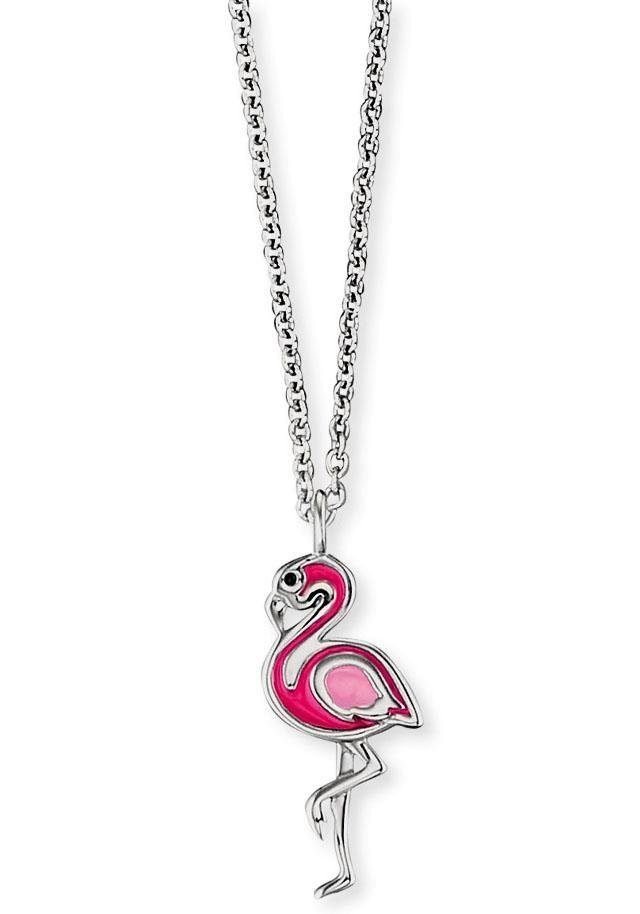 Herzengel Kette mit Anhänger Flamingo, HEN-FLAMINGO, mit Emaille von Herzengel