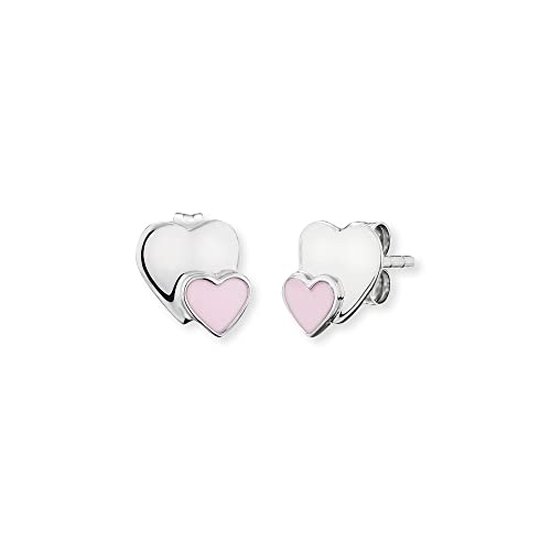 Herzengel Mädchen Kinder Ohrstecker Ohrringe aus Sterling Silber mit jeweils zwei Herzen und Details aus Emaille - Steckverschluss - nickelfrei von Herzengel