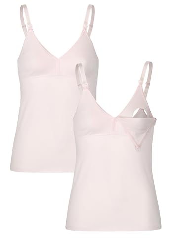 Herzmutter Stilltops Baumwolle - einfache Stillfunktion - integriertes Bustier-BH mit Clip-Verschlüssen - 1er & 2er-Set - 5420 (XL, Rosa, 2X) von Herzmutter