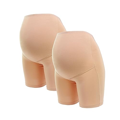 Herzmutter Umstandsslips Baumwolle - Schwangerschaftsslip - Langes Bein - Überbauch-Shorts - Hohe Taille - 1er & 2er-Set - 5020 (L, Beige, 2X) von Herzmutter