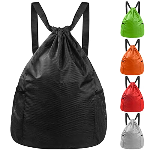 HexinYigjly Rucksack mit Kordelzug, Sportbeutel, Kordelzug, Turnbeutel, Kordeltasche, Schwarz, Large, Tasche mit Kordelzug von HexinYigjly