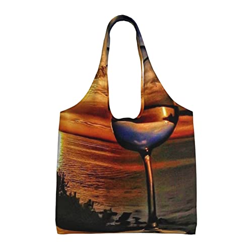 Hgbbdyyjj Weinglas mit Sonnenuntergang, personalisierbar, modisch, lässig, mit Reißverschluss, Einkaufstasche, Strandtasche, Pendlertasche Hgbbdyyjj Weinglas mit Sonnenuntergang, personalisierbar, modisch, lässig, mit Reißverschluss, Einkaufstasche, Strandtasche, Pendlertasche von Hgbbdyyjj