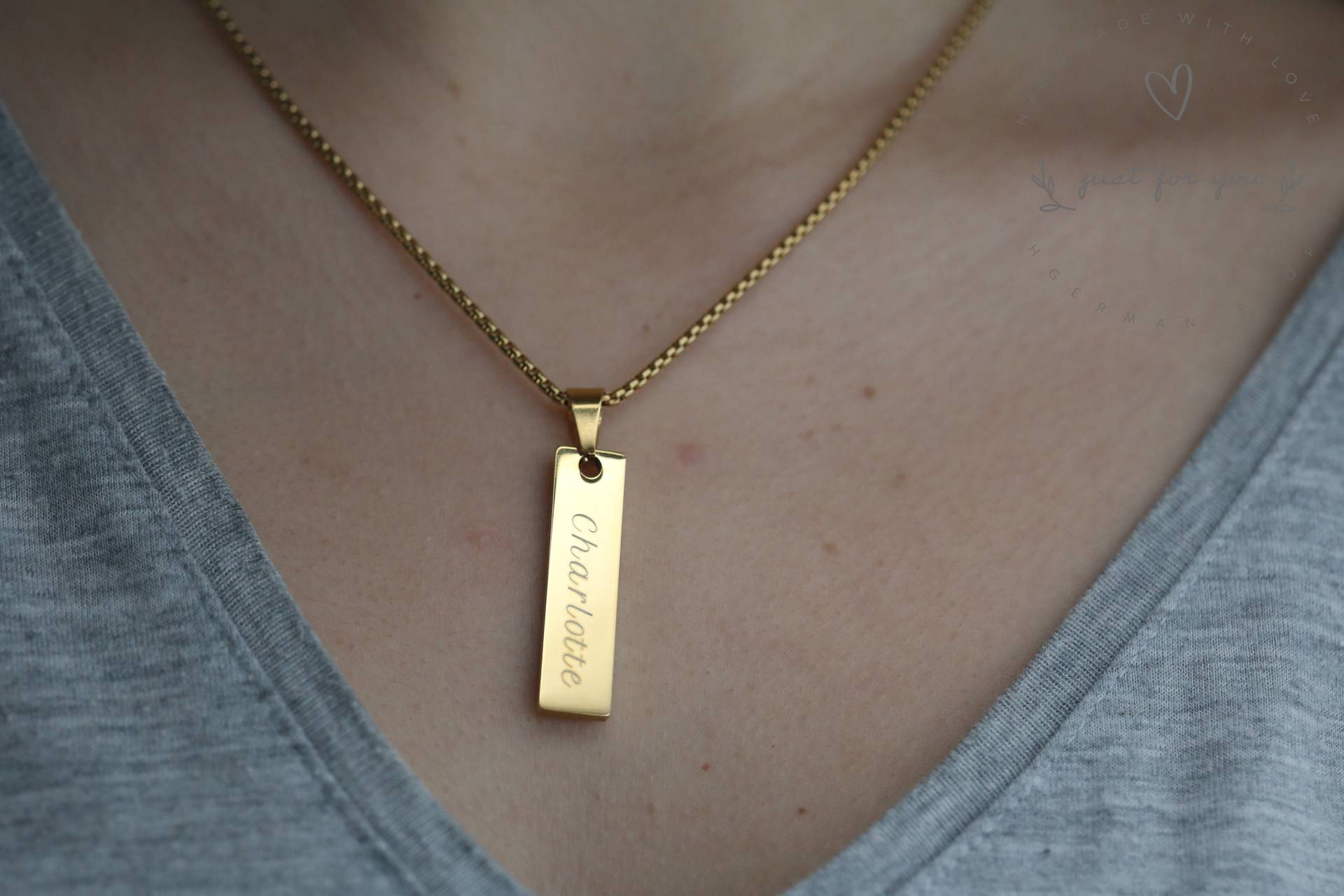 Personalisierte Bar Halskette, Namenskette, Gravur Geschenke Personalisiert, Gold Für Sie von HgermanShop