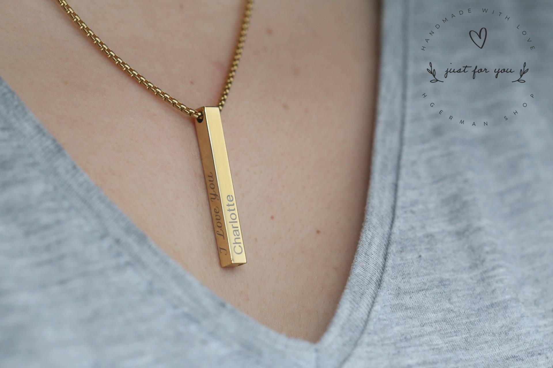 Personalisierte Bar Halskette, Namenskette, Gravur Geschenke Personalisiert, Gold Für Sie von HgermanShop