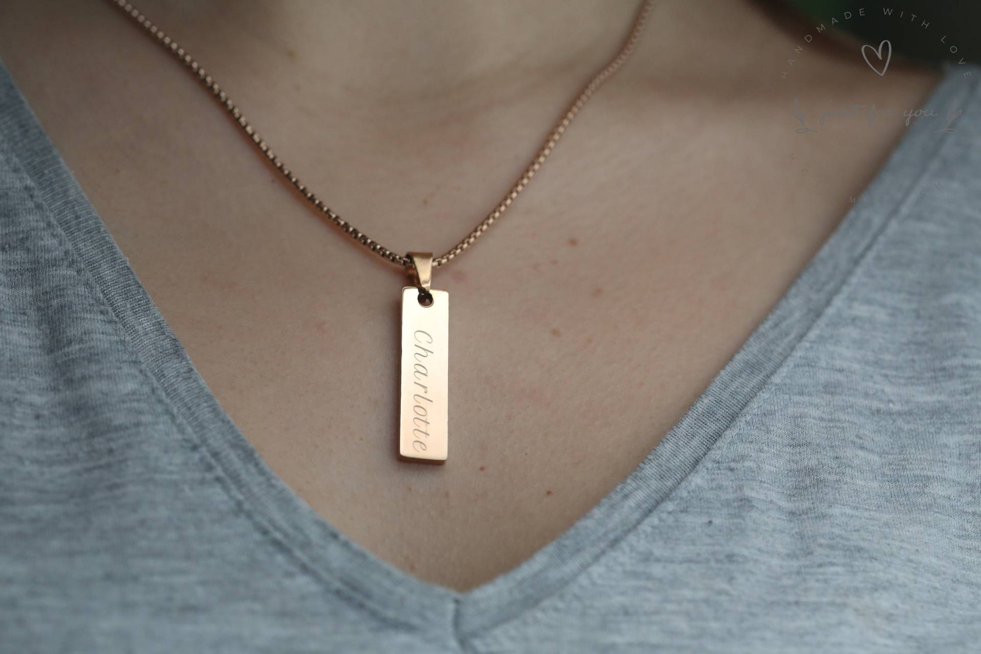 Personalisierte Bar Halskette, Namenskette, Gravur Geschenke Personalisiert, Rosegold Für Sie von HgermanShop