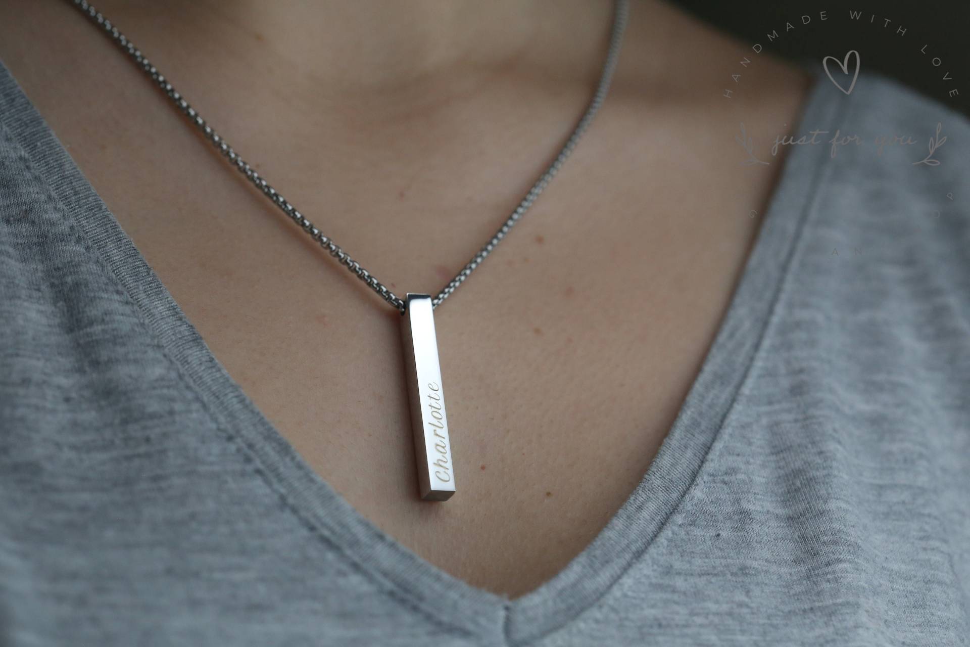 Personalisierte Bar Halskette, Namenskette, Gravur Geschenke Personalisiert, Silber Für Sie von HgermanShop