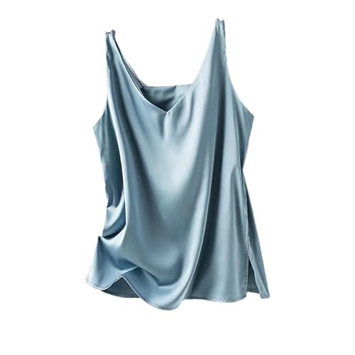 Hgvcfcv Bauchfreies Top für Damen, Neckholder, V-Ausschnitt, ärmellos, Satin, Seide, Schlauch-Tank-Top, Damen, Sommer, Camisole Weiß / Schwarz, blau, Small Hgvcfcv Bauchfreies Top für Damen, Neckholder, V-Ausschnitt, ärmellos, Satin, Seide, Schlauch-Tank-Top, Damen, Sommer, Camisole Weiß / Schwarz, blau, Small von Hgvcfcv