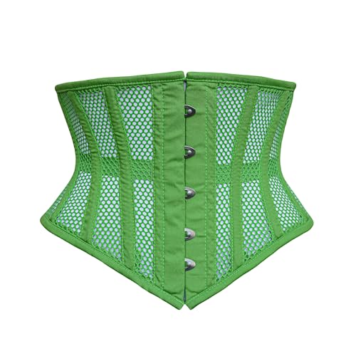 Hi-GERMANWEARS Hi-46 Women's Underbust Black Cotton Mesh Steel Boned Body Waist Shaper Training taillenkorsett Corsets (Green, L) von Hi-GERMANWEARS