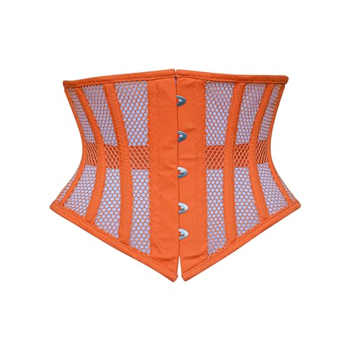 Hi-GERMANWEARS Hi-46 Women's Underbust Black Cotton Mesh Steel Boned Body Waist Shaper Training taillenkorsett Corsets (Orange, M) von Hi-GERMANWEARS