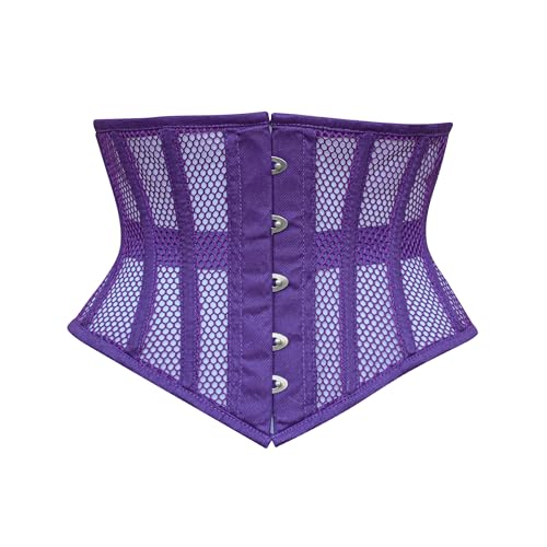 Hi-GERMANWEARS Hi-46 Women's Underbust Black Cotton Mesh Steel Boned Body Waist Shaper Training taillenkorsett Corsets (Purple, M) von Hi-GERMANWEARS