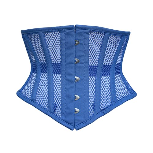 Hi-GERMANWEARS Hi-46 Women's Underbust Black Cotton Mesh Steel Boned Body Waist Shaper Training taillenkorsett Corsets (Royal Blue, 3XL) von Hi-GERMANWEARS