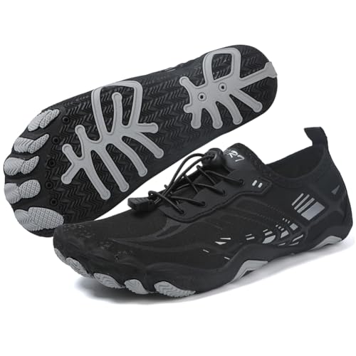 HiGropcore Unisex Barfußschuhe Damen Herren Barfussschuhe rutschfeste Outdoor Traillaufschuhe Schnell Trocknend Wasserschuhe,Atmungsaktiv Breiter Zehenbox Fitnessschuhe Weich Leicht Badeschuhe von HiGropcore