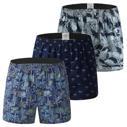 Hialegion Amerikanisch Boxershorts Baumwolle Herren Boxershorts Bequem Unterhosen Herren Boxer Herren Weit Unterhosen Schlafhose Herren 3 Pack L von Hialegion