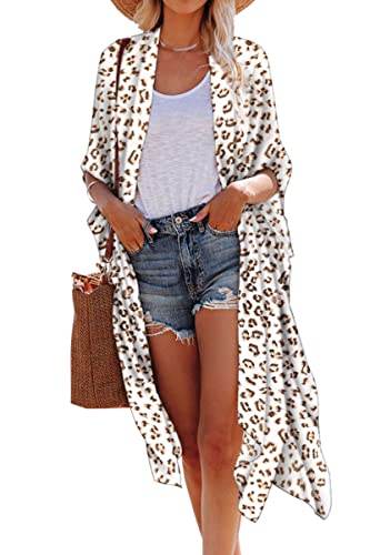 Hibluco Damen Fashion Chiffon Floral Kimono Cardigan Lange Bademode Cover Ups, S81, L Hibluco Damen Fashion Chiffon Floral Kimono Cardigan Lange Bademode Cover Ups, S81, L von Hibluco