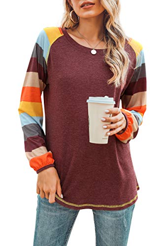 Hibluco Damen Langarmshirt Bluse Oberteile Casual Tshirt von Hibluco