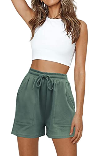 Hibluco Damen Shorts Sommer Hose taillierte Kurze Hose mit Taschen von Hibluco