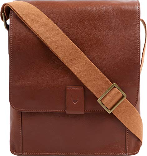 Hidesign Aiden Umhängetasche für Herren/Damen, echtes Leder, mittelgroß, 26,7 cm (10,5 Zoll) iPad-Tasche, Dark Tan, Einheitsgröße von Hidesign