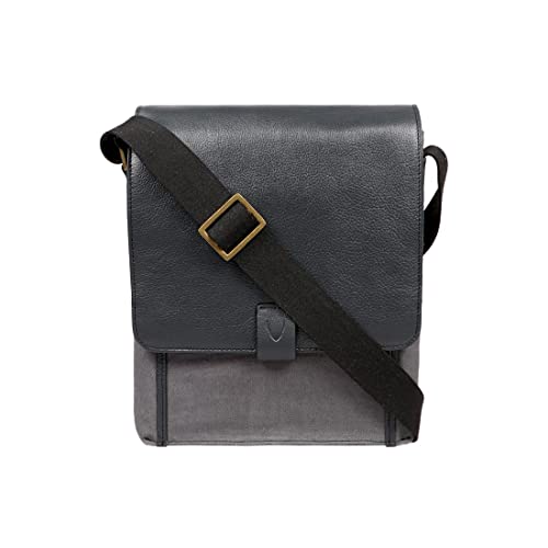 Hidesign Aiden Umhängetasche für Herren/Damen, echtes Leder, mittelgroß, 26,7 cm (10,5 Zoll) iPad-Tasche, Grau von Hidesign