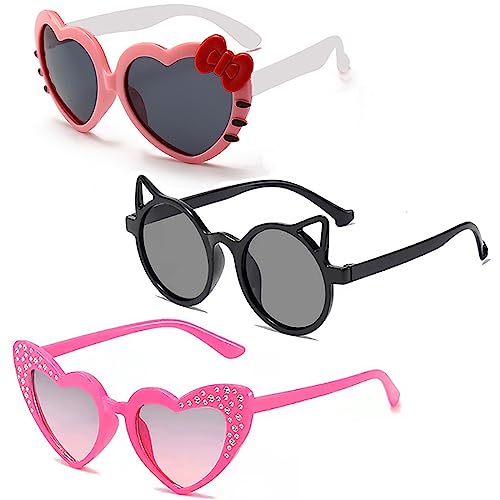 Hifot 3 Stück Sonnenbrille Kinder für Mädchen, UV Schutz Kleinkind Sonnenbrille,Modisch Niedliche Herzförmige Kinder Sonnenbrillen 3-12jahre Hifot 3 Stück Sonnenbrille Kinder für Mädchen, UV Schutz Kleinkind Sonnenbrille,Modisch Niedliche Herzförmige Kinder Sonnenbrillen 3-12jahre von Hifot