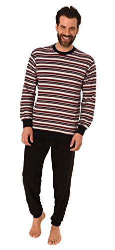 Herren Frottee Pyjama, Schlafanzug mit Bündchen - in toller Streifenoptik - 291 101 13 003, Größe2:48, Farbe:grau-Melange von High Class by Normann