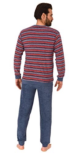 Herren Frottee Pyjama, Schlafanzug mit Bündchen - in toller Streifenoptik - 291 101 13 003, Größe2:58, Farbe:Jeans-Melange von High Class by Normann