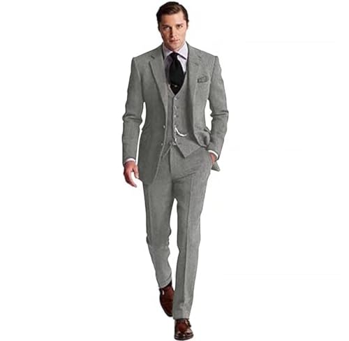 Retro-Tweed-Herrenanzug, braunes Fischgrätenmuster, schmale Passform, Bräutigam, Smoking-Set, Hochzeit, Abschlussball, Blazer, Jacke, Weste, Hose, 3-teilig, Kaffee, XL Retro-Tweed-Herrenanzug, braunes Fischgrätenmuster, schmale Passform, Bräutigam, Smoking-Set, Hochzeit, Abschlussball, Blazer, Jacke, Weste, Hose, 3-teilig, Kaffee, XL von High-End Suits
