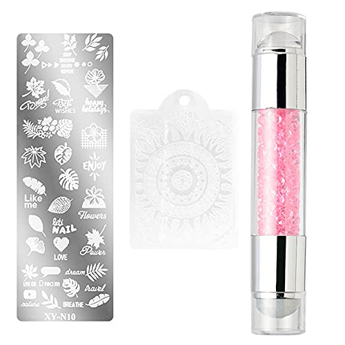 Nagel Stempel,Nail Art Stamper, Nail Art Stamping kit, nageldruckwerkzeug nagellack Muster Mache hilfsmittel Nails Dichtung Form nagelstempel Platte pink für Nails Dekoration von Hilai