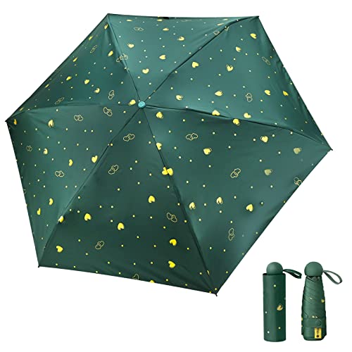 Hileyu Faltbarer Reiseschirm Kleiner kompakter Mini-Regenschirm Anti-UV Leichtgewichtige und tragbare Handtaschenschirme für Frauen Männer 90 X 50cm (Dunkelgrün) von Hileyu