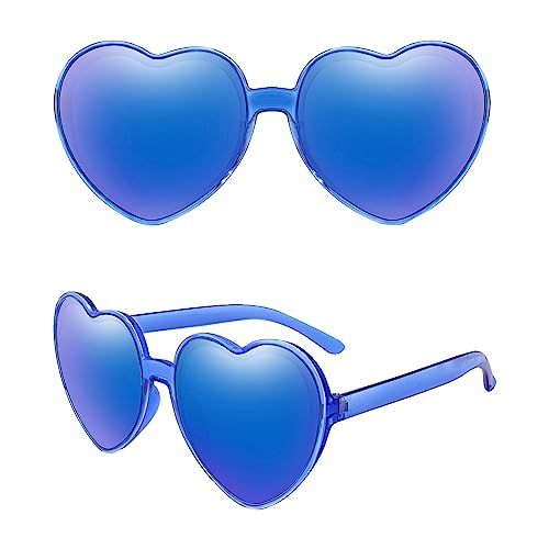 Hileyu Flippig Herzform Sonnenbrille Mehrfarbig Herz Brille mit Stylischen Rahmen Herz Brille Premium Brille für Männer Frauen Liebe Herzform Partei Sonnenbrille Kleid Accessoire (Blau, Blau) von Hileyu