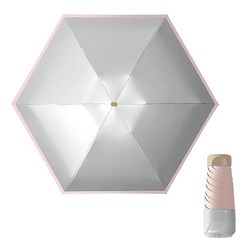 Hileyu Mini-Regenschirm für Sonnenschutz Tragbarer Sonnenschirm für Damen Mädchen Windfester Regenschirm Multifunktionaler Faltschirm UV-Schutz Regenschirm Ultraleichter Regenschirm (Rosa) von Hileyu