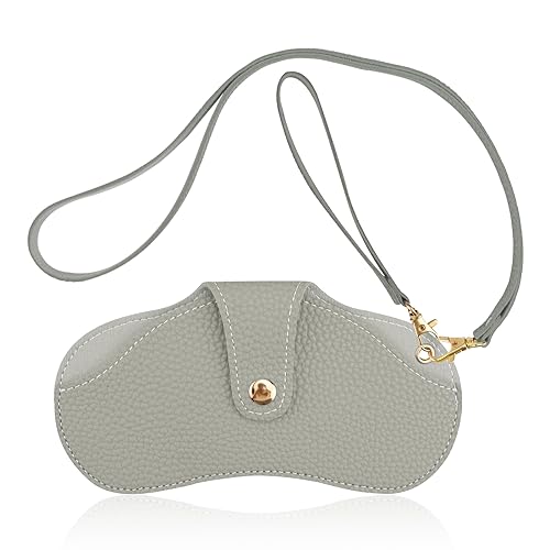 Hileyu Sonnenbrillen Etui für Damen Herren,Brillenetui Weich,Brillenetui Leder,Brillenetui Zum Anhängen Damen,Schlankes Tragbares Brillenetui,Aufbewahrungstasche Geschenke für Frauen Männer (Grau) von Hileyu