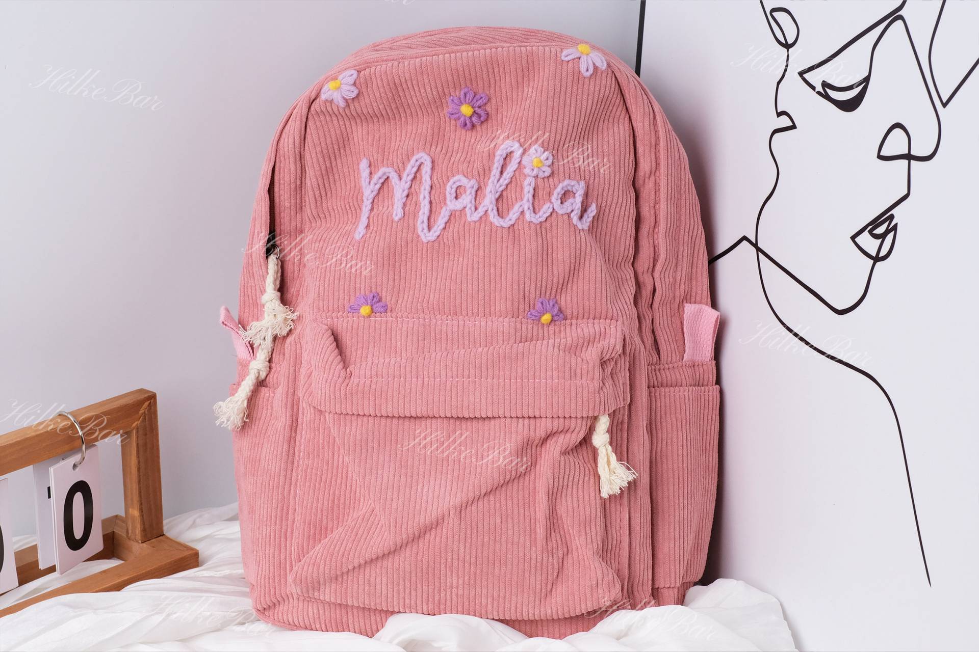 Handgefertigter Cord Rucksack Personalisierte Bestickte Schultasche Für Kinder Und Kleinkinder von HilkeBar