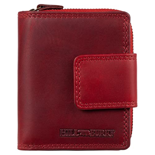 Hill Burry Geldbörse - Unisex | Echtes Leder | Robuste Verarbeitung und hervorragendes Handling | Professionelles Portemonnaie | Viele Fächer 5026 Red von Hill Burry