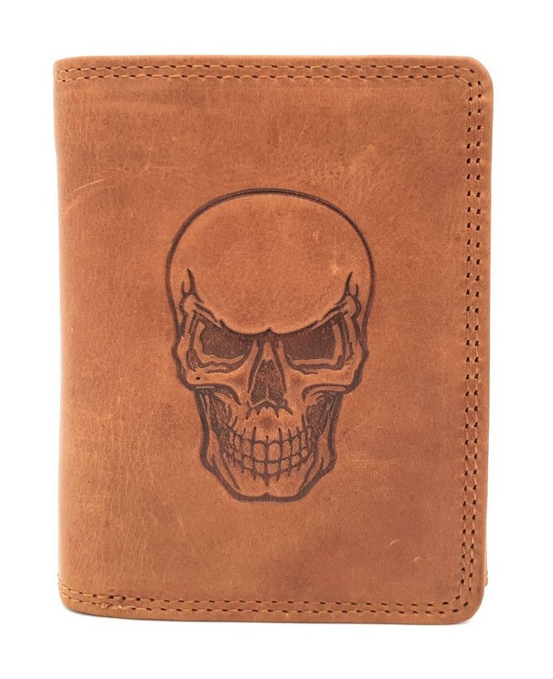 Hill Burry Geldbörse echt Leder Portemonnaie Skull Totenkopf mit RFID Schutz, super Geschenk für Biker von Hill Burry