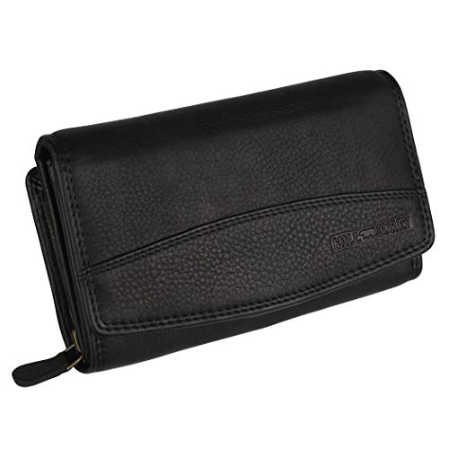 Hill Burry Geldbörse Damen Unisex Herren Portemonnaie echt naturgegerbt Leder | viel Stauraum | Scheinfach | Münzfach| Brieftasche | Geldbeutel | Wallet | RFID Schutz Black von Hill Burry