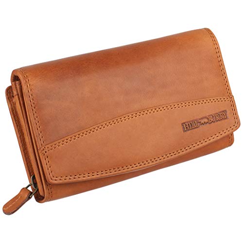 Hill Burry Geldbörse Damen Unisex Herren Portemonnaie echt naturgegerbt Leder | viel Stauraum | Scheinfach | Münzfach| Brieftasche | Geldbeutel | Wallet | RFID Schutz Brown von Hill Burry