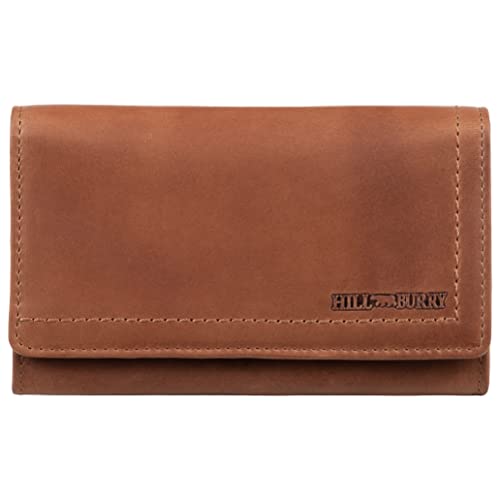 Hill Burry Damen Geldbörse Portemonnaie echt naturgegerbt Leder | viel Stauraum | Scheinfach | Münzfach| Brieftasche | Geldbeutel | Wallet | RFID Schutz Brown von Hill Burry