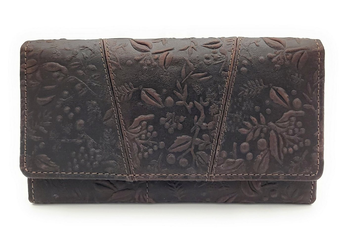 Hill Burry Geldbörse echt Leder Damen Portemonnaie mit RFID Schutz, mit eleganter, floraler Prägung von Hill Burry