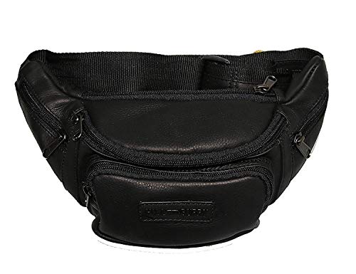 Hill Burry Leder Gürteltasche schwarz Damen Herren Sport Handy Bauchtasche Männer Ledertasche von Hill Burry