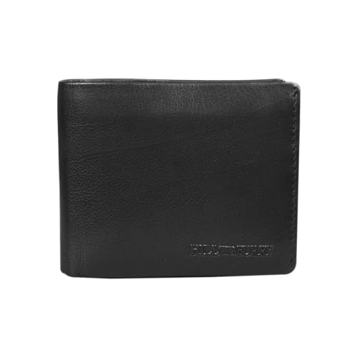 Hill Burry Leder Heeren Portemonnaie I Geldbörse I Brieftasche | Geldbeutel Wallet Portmonee Echtleder RFID Schutz hochwertig naturgegerbt Black Schwarz von Hill Burry