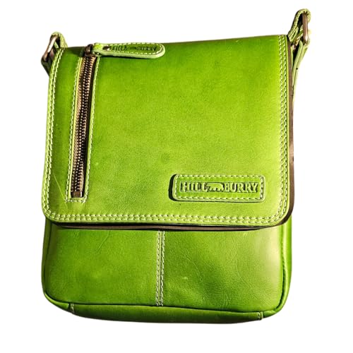 Hill Burry Shoulder bag Genuine Leather Handbag Evening Bag green Approx. 20 cm Wide x 22 cm High and 6.5 cm green von Hill Burry