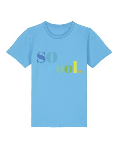 Hilltop Hochwertiges Kinder Mädchen T-Shirt aus 100% Bio Baumwolle mit wunderschönem Einhorn Motiv, Schmetterling Motiv, Premium Kinder Tshirt für Freizeit und Sport, Size:122/128, Color:Aqua So Cool von Hilltop