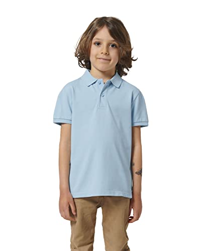 Hilltop Hochwertiges Kinder Poloshirt aus 100% Bio-Baumwolle für Mädchen und Jungen. Eignet Sich hervorragend zum Bedrucken. (z.B.: mit Transfer-Folien/Textilfolien), Size:110/116, Color:Sky Blue von Hilltop