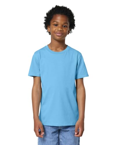 Hochwertiges Kinder T-Shirt aus 100% Bio-Baumwolle für Mädchen und Jungen. Eignet Sich hervorragend zum Bedrucken. (z.B.: mit Transfer-Folien/Textilfolien), Size:152/164, Color:Aqua Blue von Hilltop