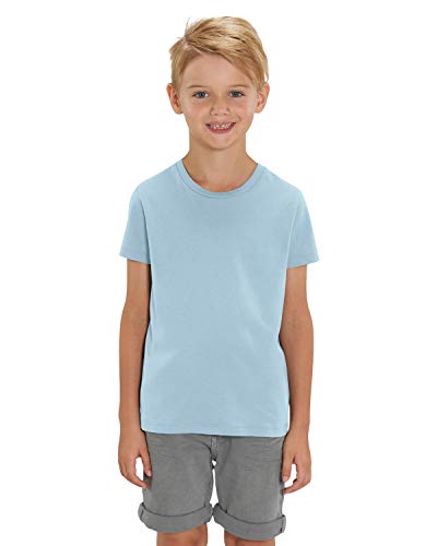 Hochwertiges Kinder T-Shirt aus 100% Bio-Baumwolle für Mädchen und Jungen. Eignet Sich hervorragend zum Bedrucken. (z.B.: mit Transfer-Folien/Textilfolien), Size:110/116, Color:Sky Blue von Hilltop