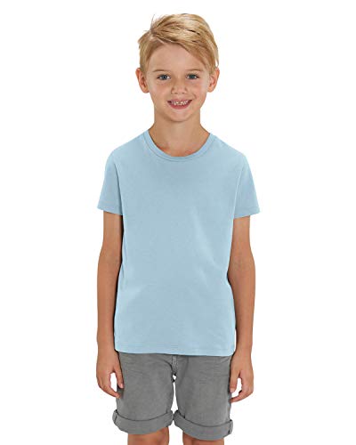 Hochwertiges Kinder T-Shirt aus 100% Bio-Baumwolle für Mädchen und Jungen. Eignet sich hervorragend zum bedrucken. (z.B.: mit Transfer-folien/Textilfolien), Size:98/104, Color:Sky Blue von Hilltop