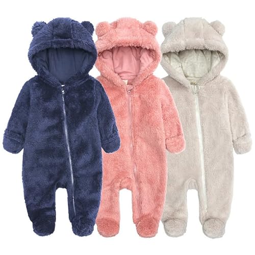 Hilmocho Baby Strampler mit Kapuze Winter Warm Kleinkind Fleece Overall Schneeanzug Onesies Outwear Outfits für 0-12 Monate von Hilmocho