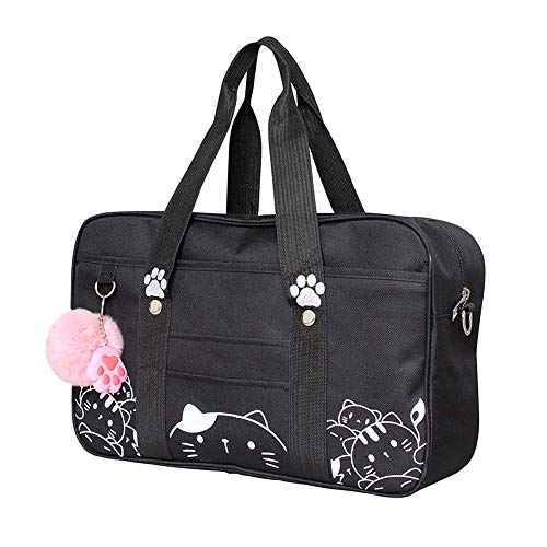 Damen Japanische Handtasche Niedlich Anime Katze Druck Messenger Bag Große Kapazität Schultasche Teens JK Uniform Handtasche von Himifashion